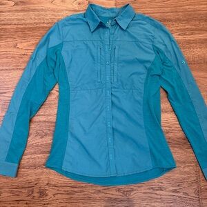 Kuhl Women's Size Small Blue Button Up Collared Outerwear Shirt